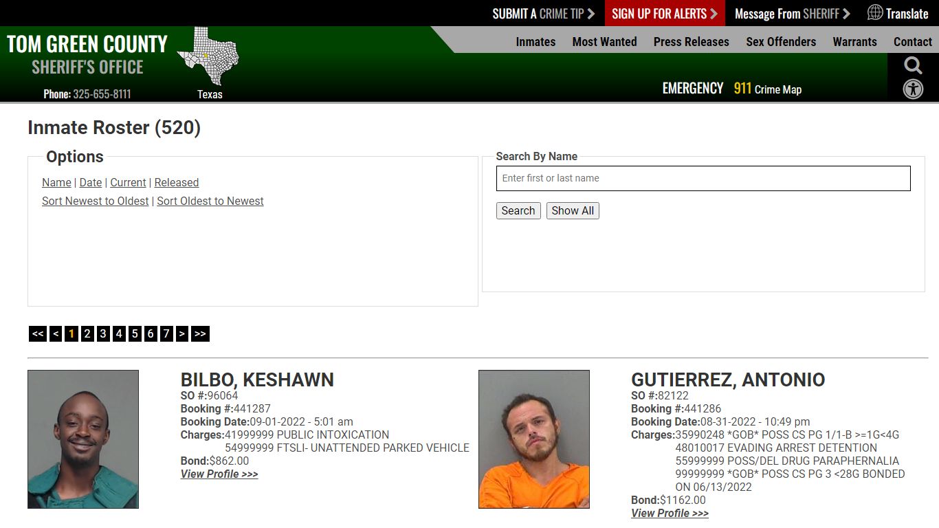 Inmate Roster - Tom Green County TX Sheriff's Office